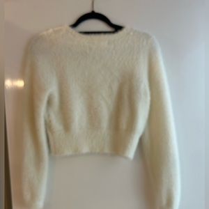 White fuzzy cropped sweater